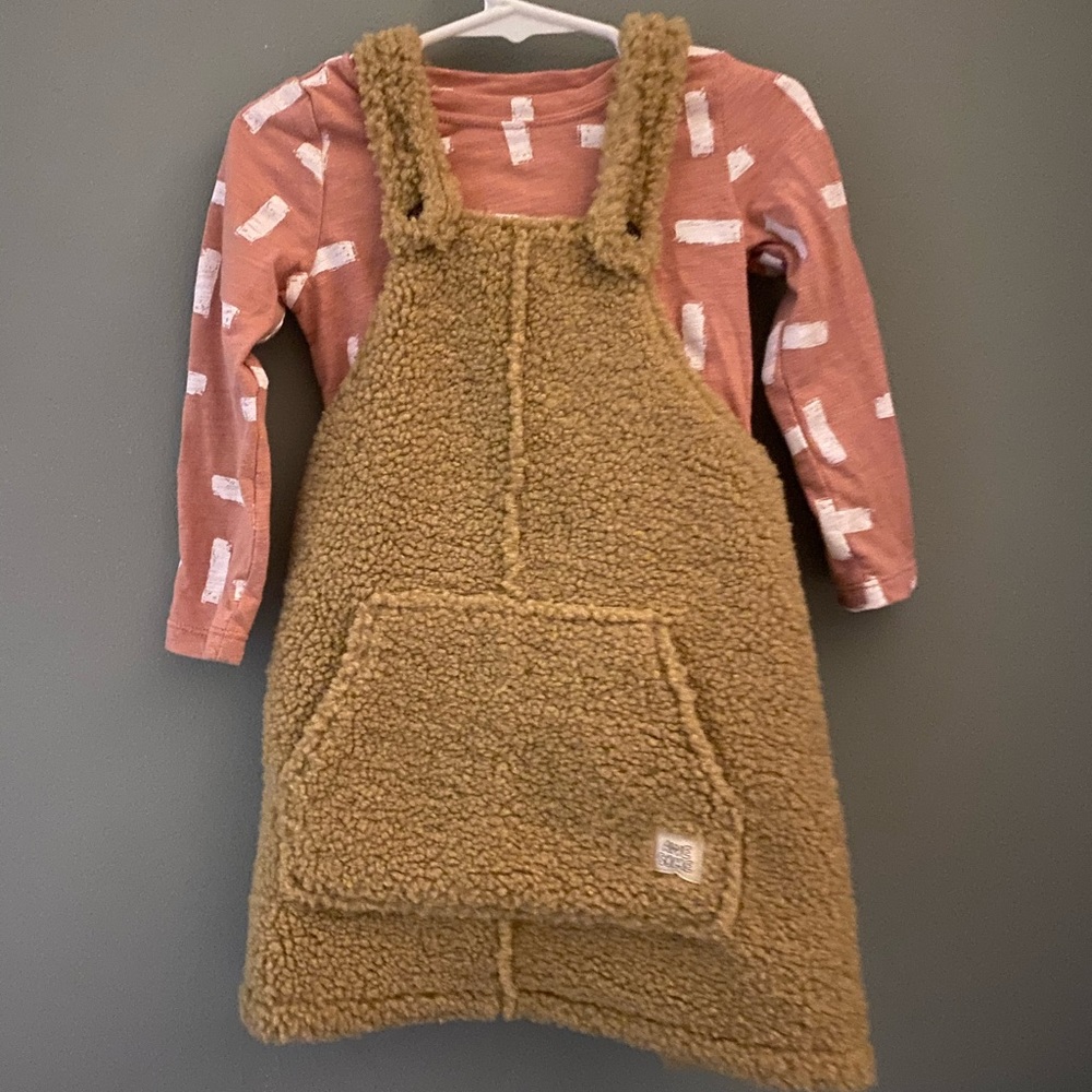 Printed shirt with overall dress